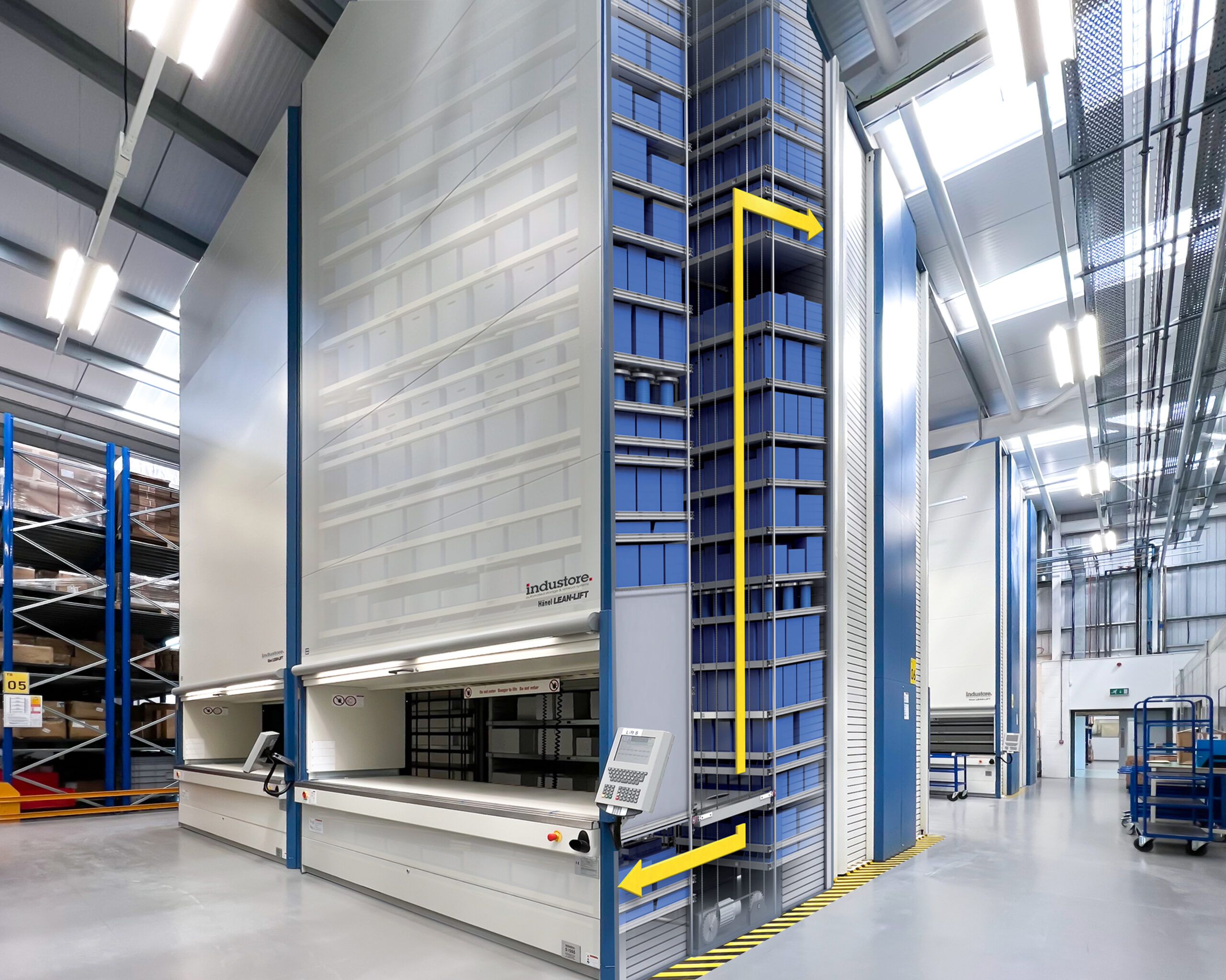 Automated Lift System: The Hanel Lean-Lift, a vertical storage module by Industore.